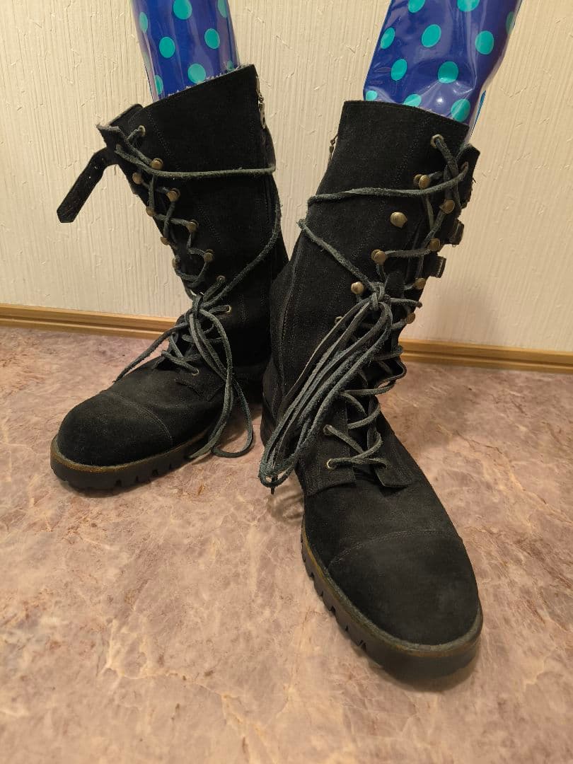 FUGAレースアップパイソン切り替えブーツ レースアップレザーロングブーツ[fa076] | レディースファッション通販