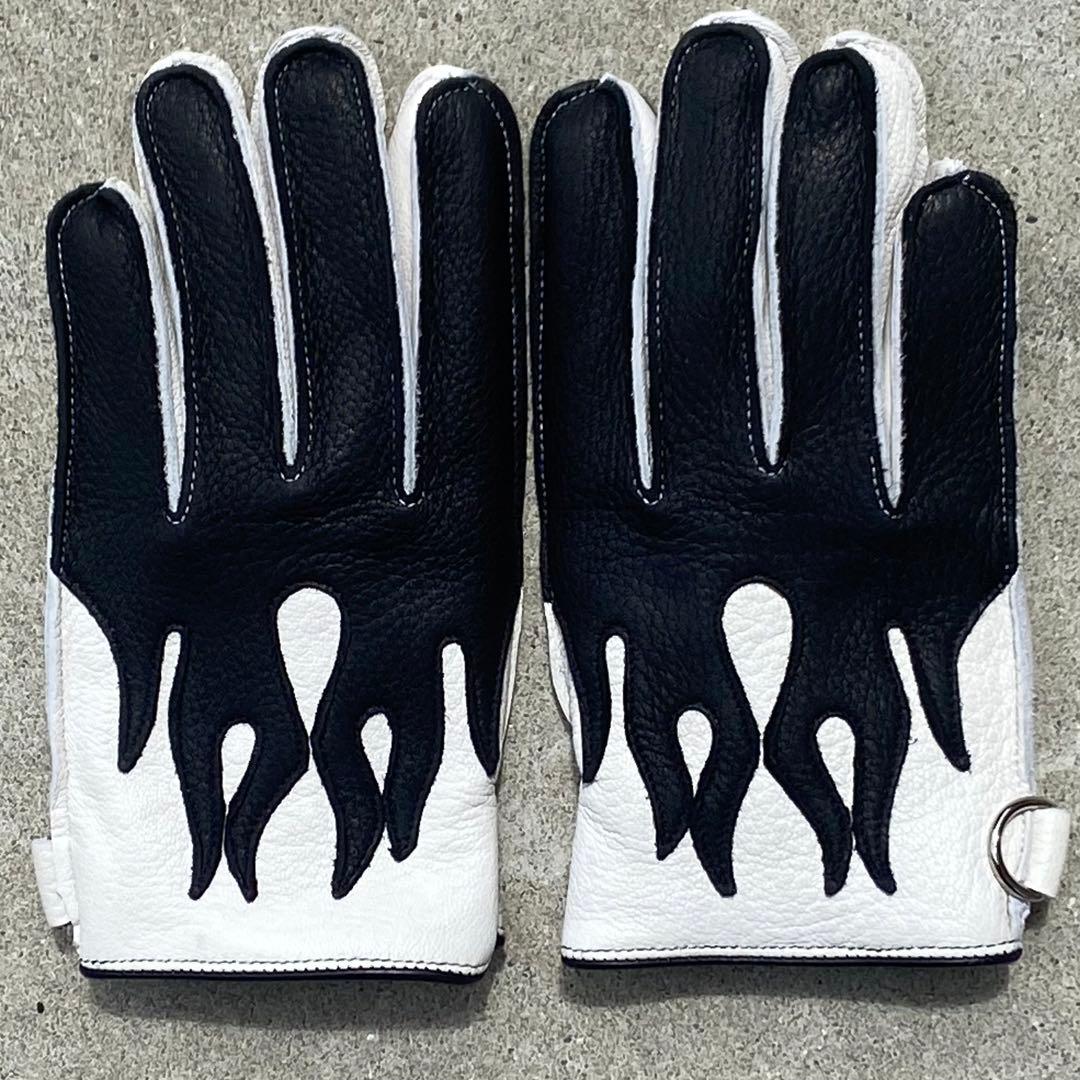 ⭐︎即日発送⭐︎ XLサイズ ファイヤーパターン レザーバイクグローブ
