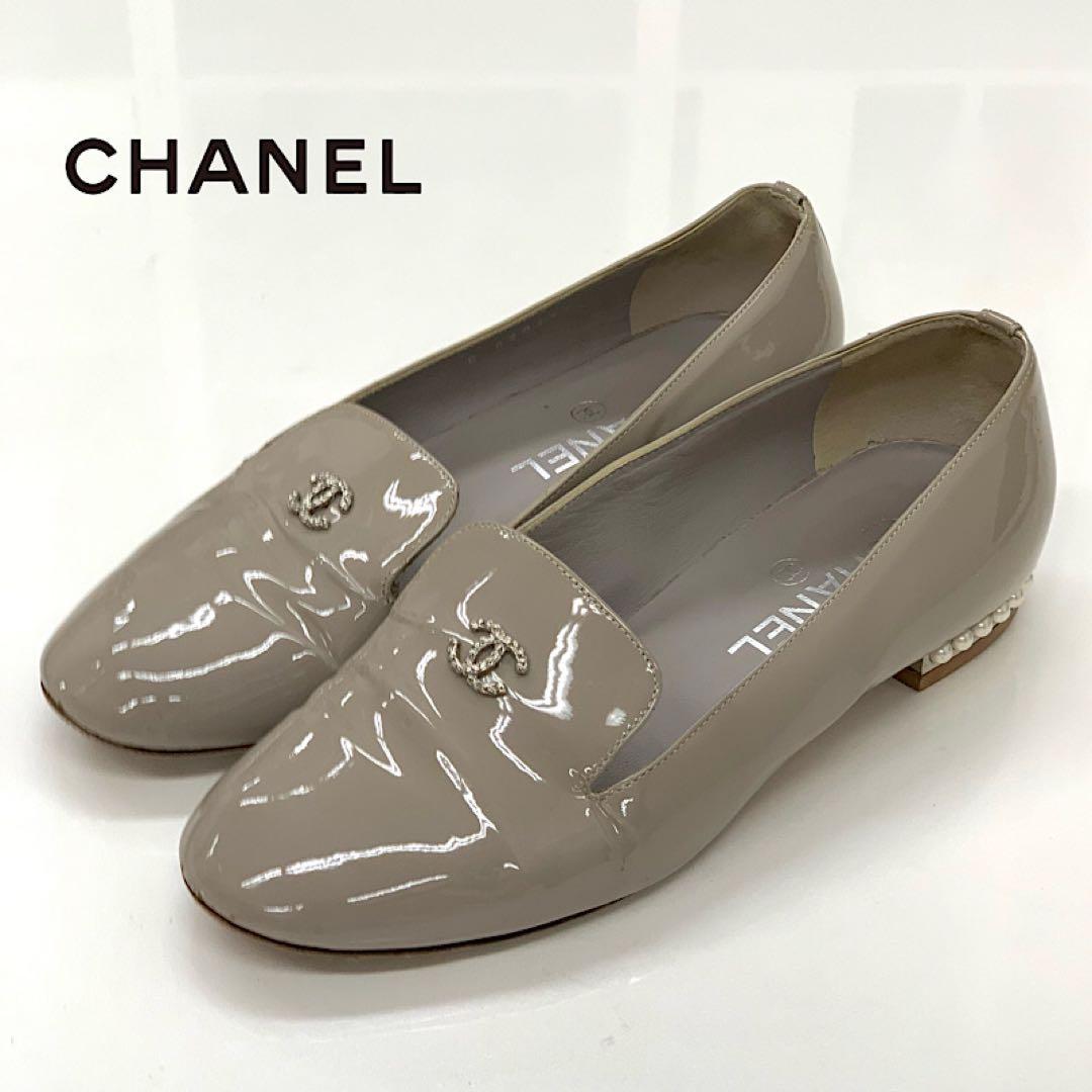シャネル パテント ココマーク パール ローファー グレー - メルカリ