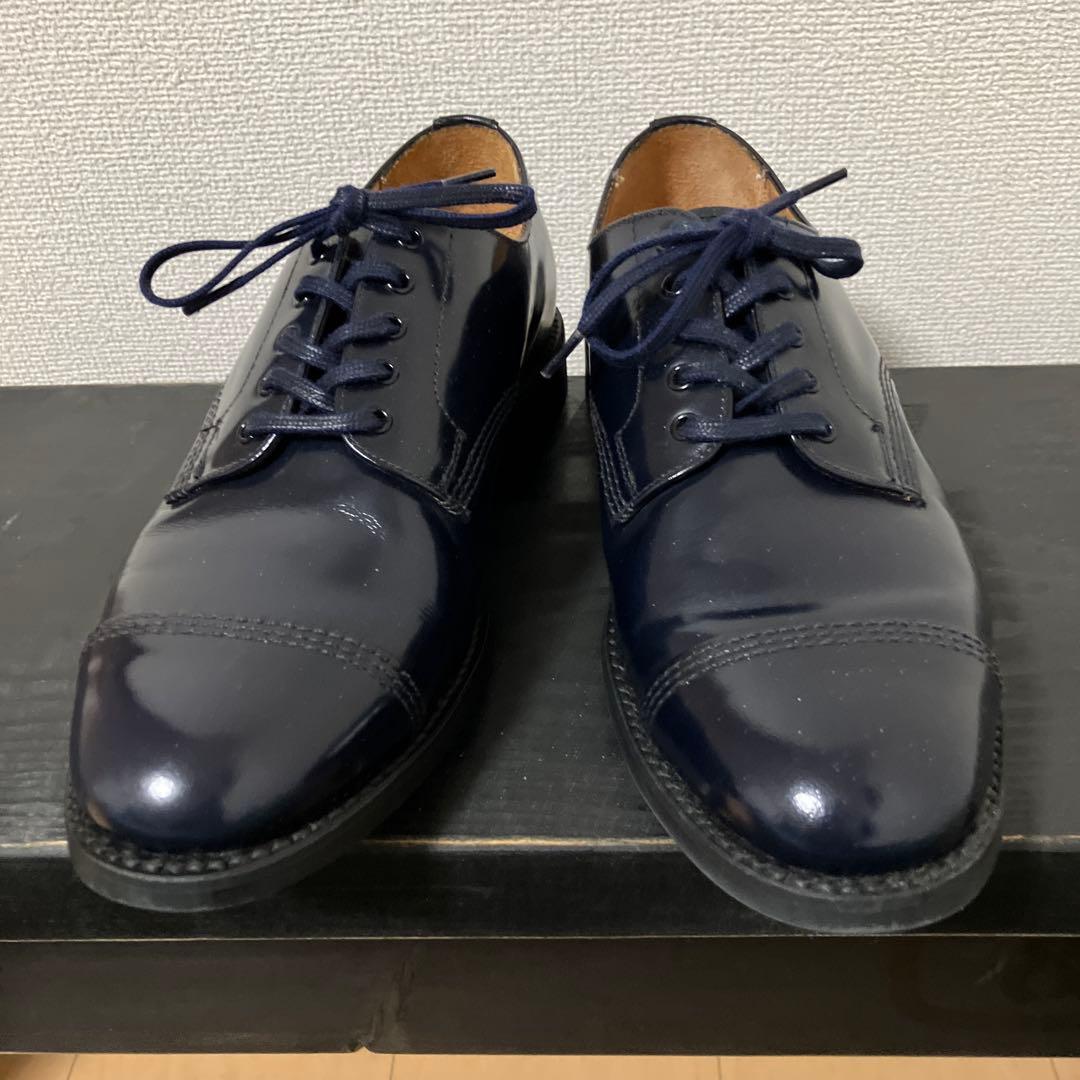 SANDERSサンダースUK6美品ミリタリーダービーシューズネイビー1128A