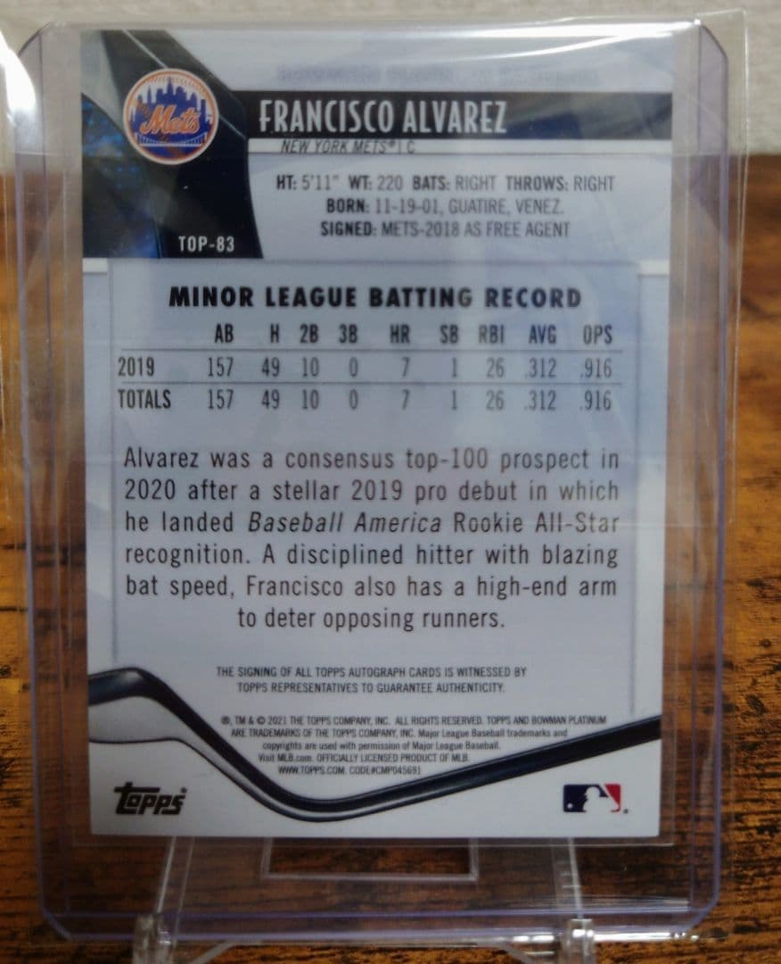 レア✨メッツ フランシスコ・アルバレス 直筆サインカード 99枚限定