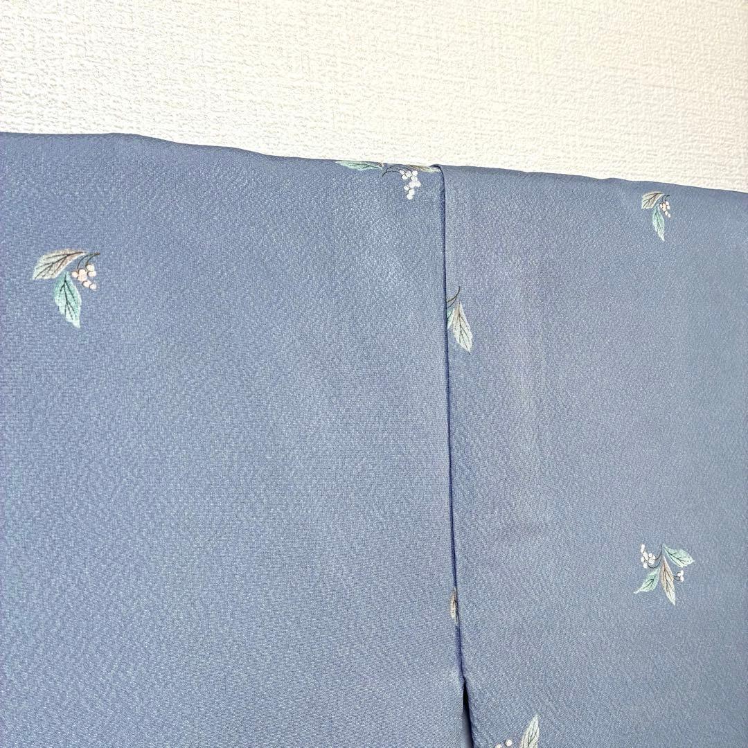 良品✨】東レシルック 洗える着物 飛び柄小紋 浅葱鼠 葉と実 手縫い