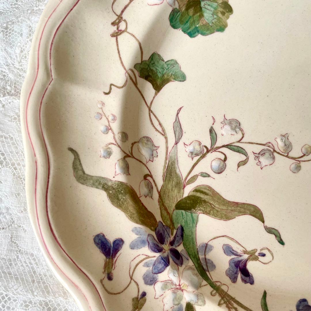 レア】ロンシャン すみれ&すずらんプレート①フランスアンティーク菫