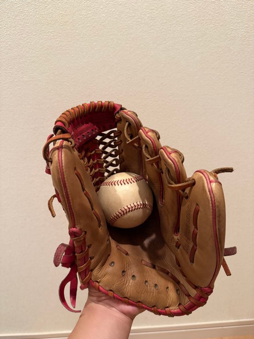 久保田スラッガー内野手用硬式グローブ 右投げ ベージュ/ピンクの通販
