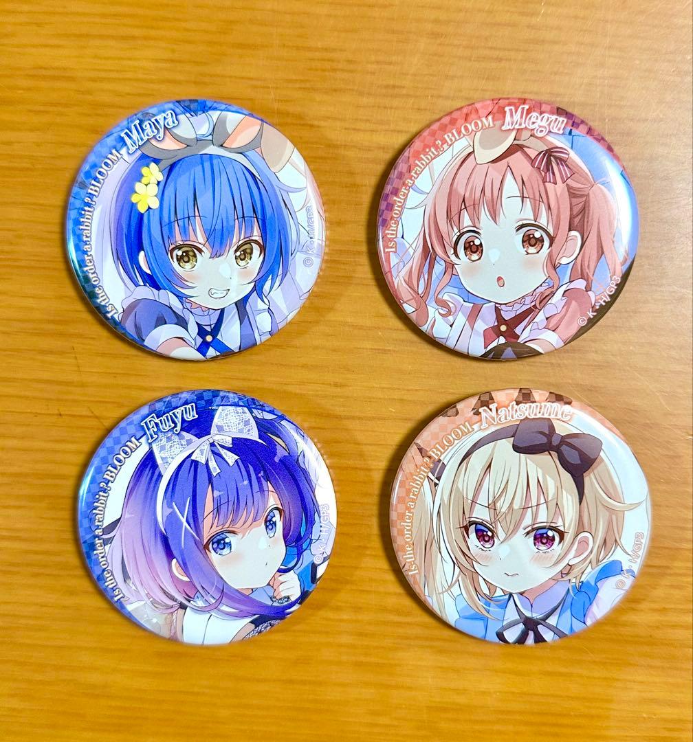 未使用品】ごちうさ 缶バッジ フユ メグ マヤ ナツメ Wonderland