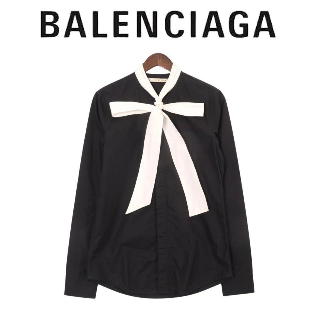 BALENCIAGA バレンシアガ ボウタイシャツ オーバーサイズ 黒白 常田 BALENCIAGA バレンシアガ ボウタイシャツ オーバーサイズ 黒白 常田