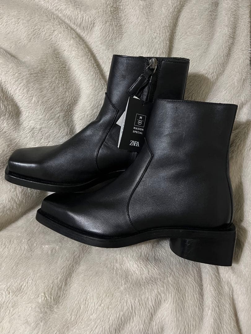 ZARA ✖︎ Maison Special コラボ スクエアヒール レザーブーツ - メルカリ