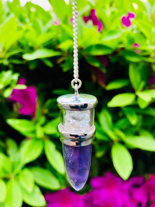 ペンデュラム 振り子ハーキマーダイヤモンド入りアメジスト ダウンジング