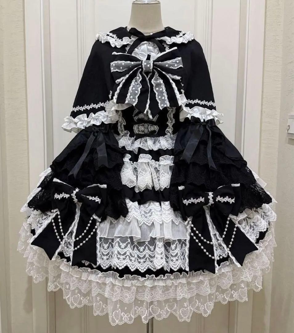 韓嬢♯十字心結】ゴスロリ・ロリータドレスフリル付き ロリィタドレス