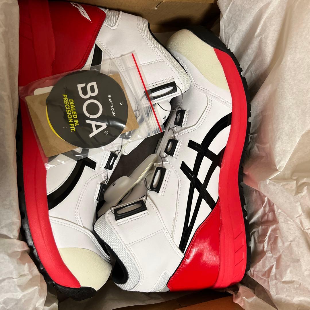 （新品未使用）ASICS BOA 安全靴 28cm ホワイト/レッド 即納】アシックス/ASICS 1273A028-100 安全靴 ウィンジョブ CP307 BOA