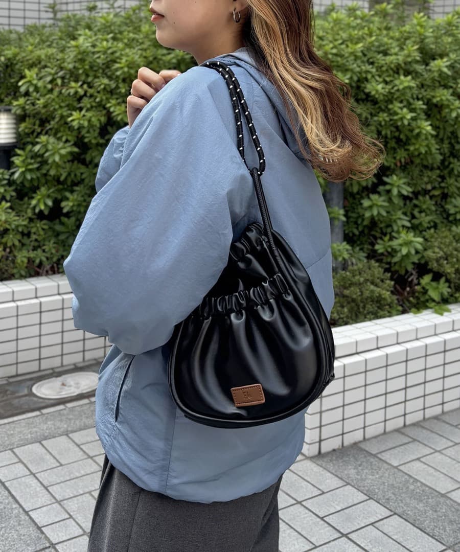 CPCM FUKA'S企画 PUパラコードギャザーミニショルダーバッグ ブラック