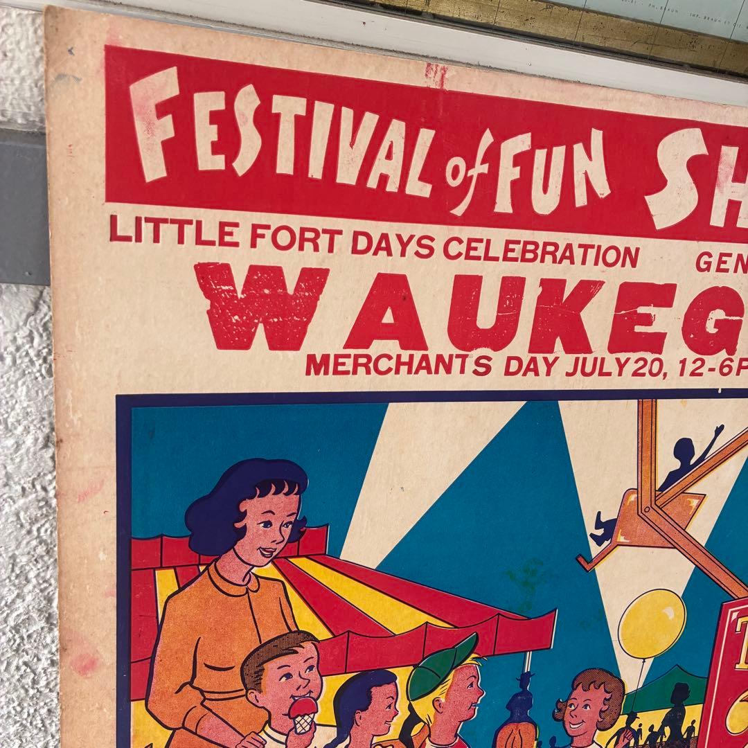 希少BIG！50s〜アメリカアンティーク SHOW実物サーカス広告ポスター