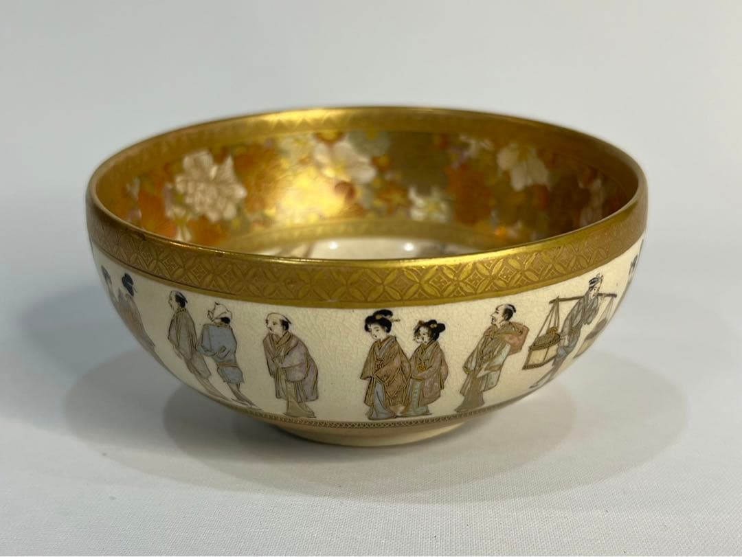 錦光山】超絶技巧 薩摩 金蘭手 色絵 金彩 風俗図茶碗 - メルカリ
