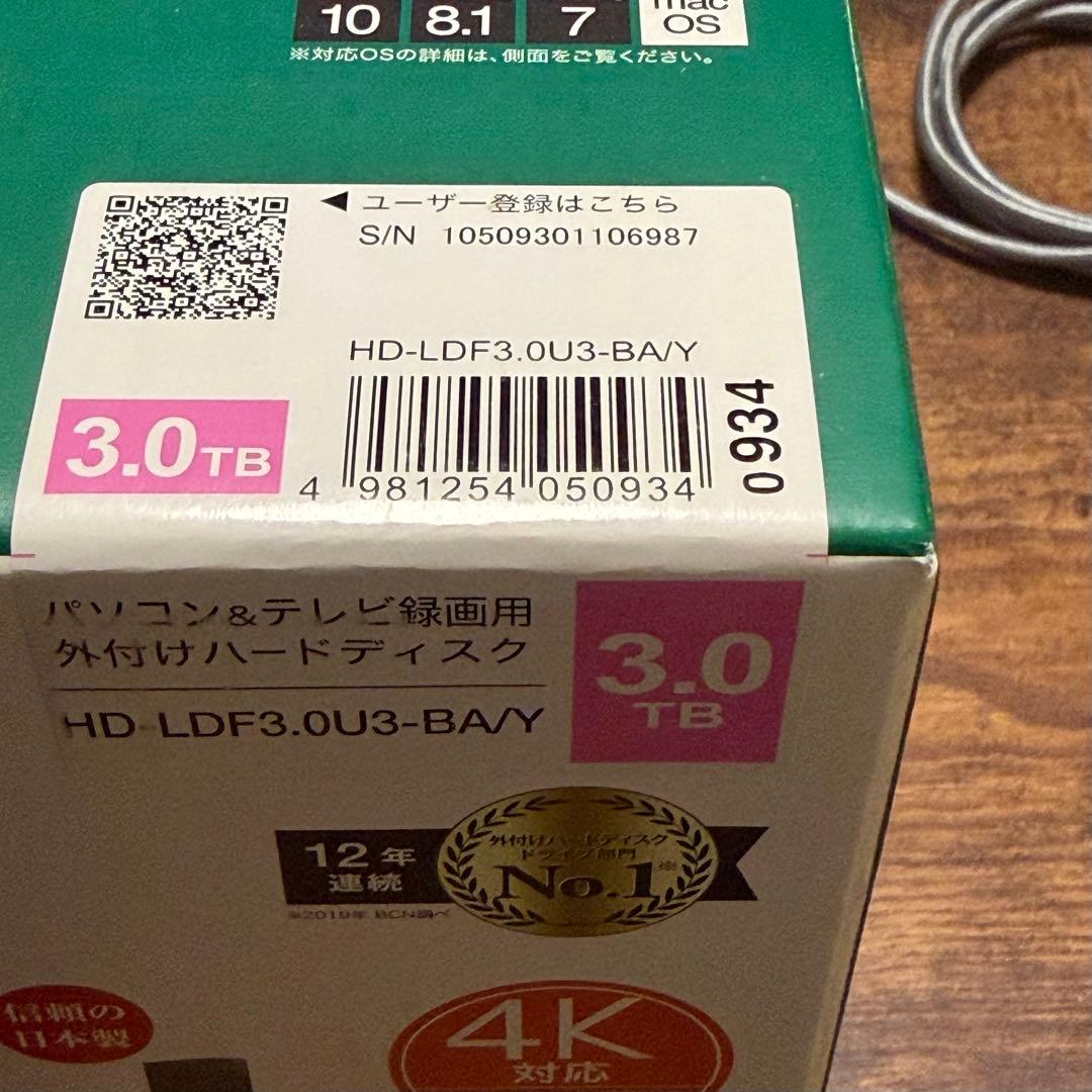 BUFFALO 外付けHDD 3.0TB HD-LDF3.0U3-BA/Y