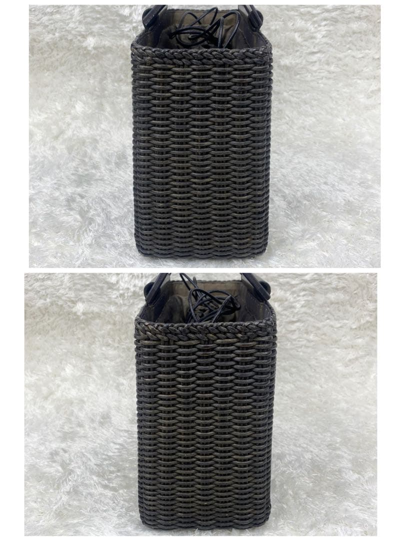 希少✨良品】サルヴァトーレフェラガモ ラタン かごバッグ 巾着 黒