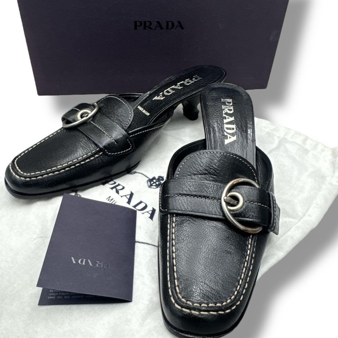 靴 Prada Leather Mule 37 Replaced Heels Prada Leather Mules | Black | FARFETCH