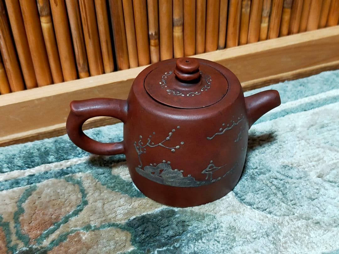 ♥小さな♥　中国　♥朱泥♥　急須　♥　よこ１００ｍｍ　骨董　古玩 唐物朱泥急須「中国宜興」在銘 紫砂壺 中国古玩 宜興窯(2) : 茶道具商