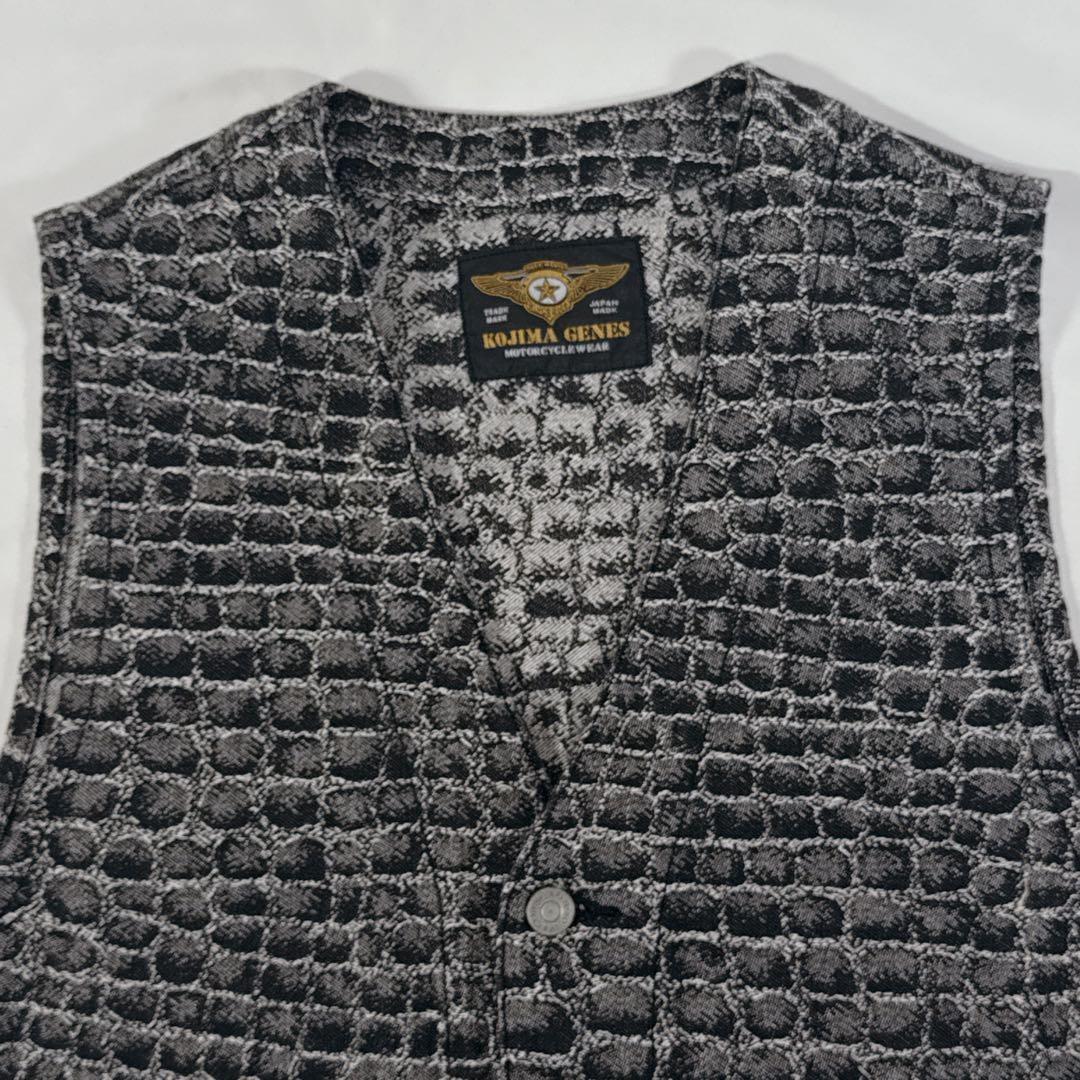 美品 児島ジーンズ クロコダイル柄 ベスト Lサイズ