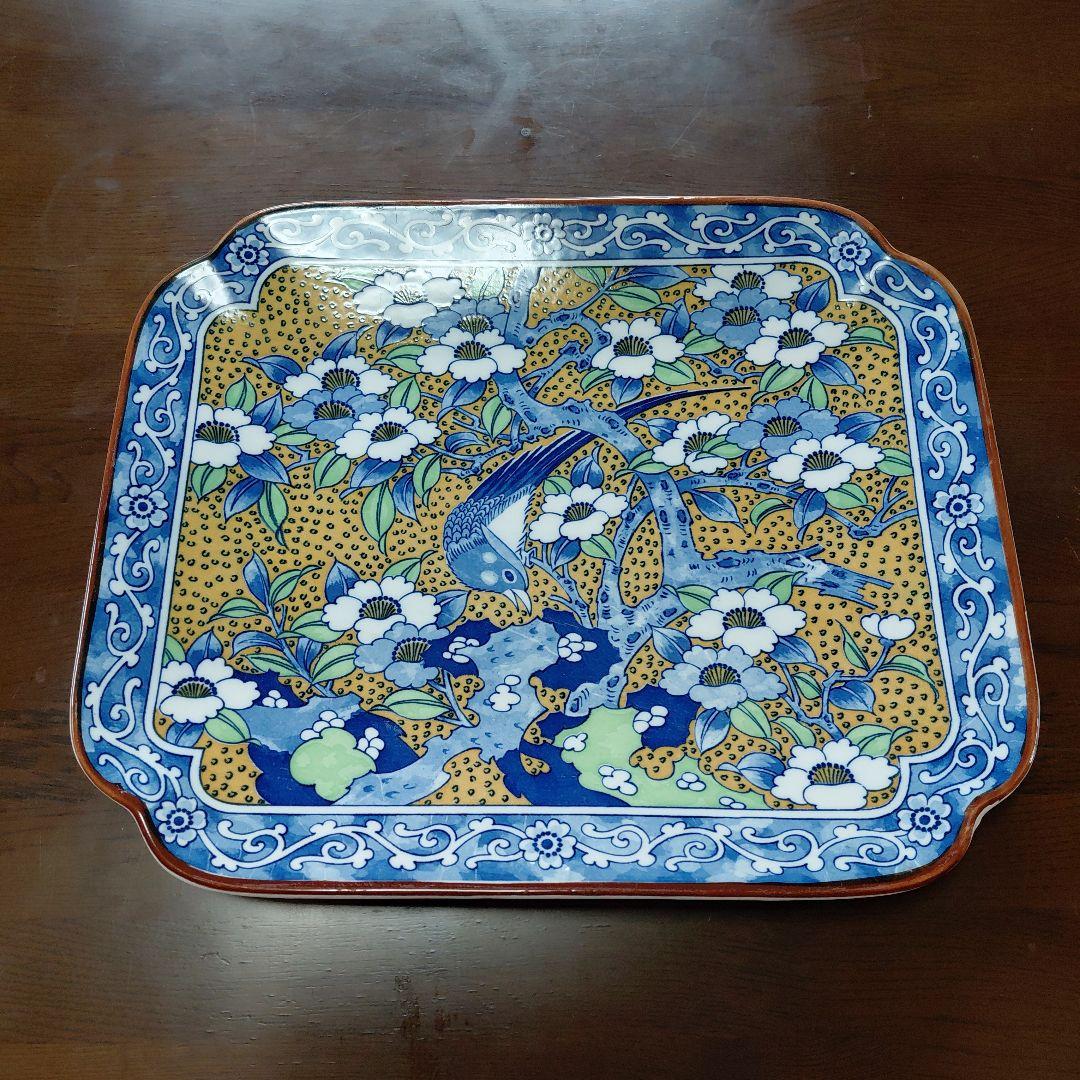 九谷焼 精峰窯 花鳥図染付大皿 - メルカリ