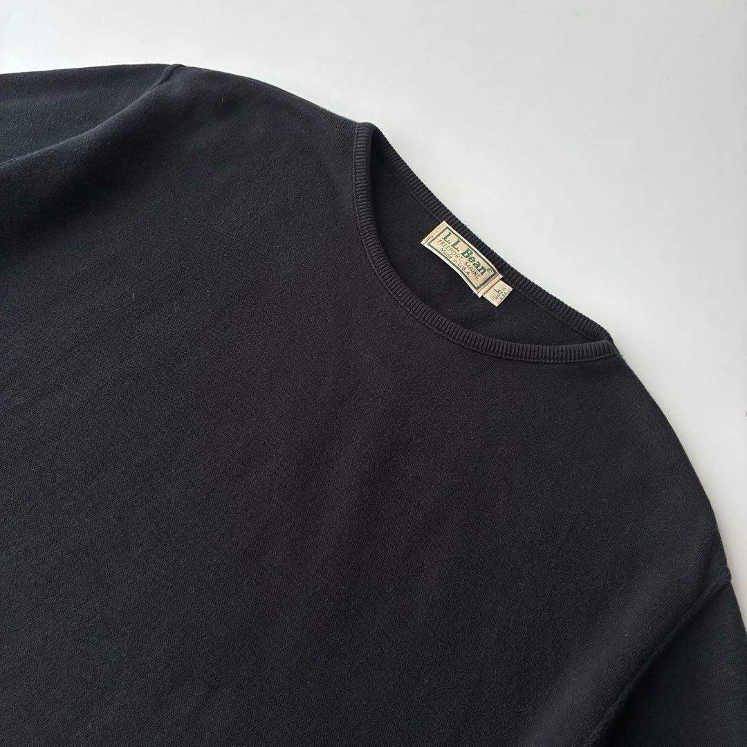 80s USA製 L.L.BEAN ブラック 黒 ハイゲージ コットン セーター