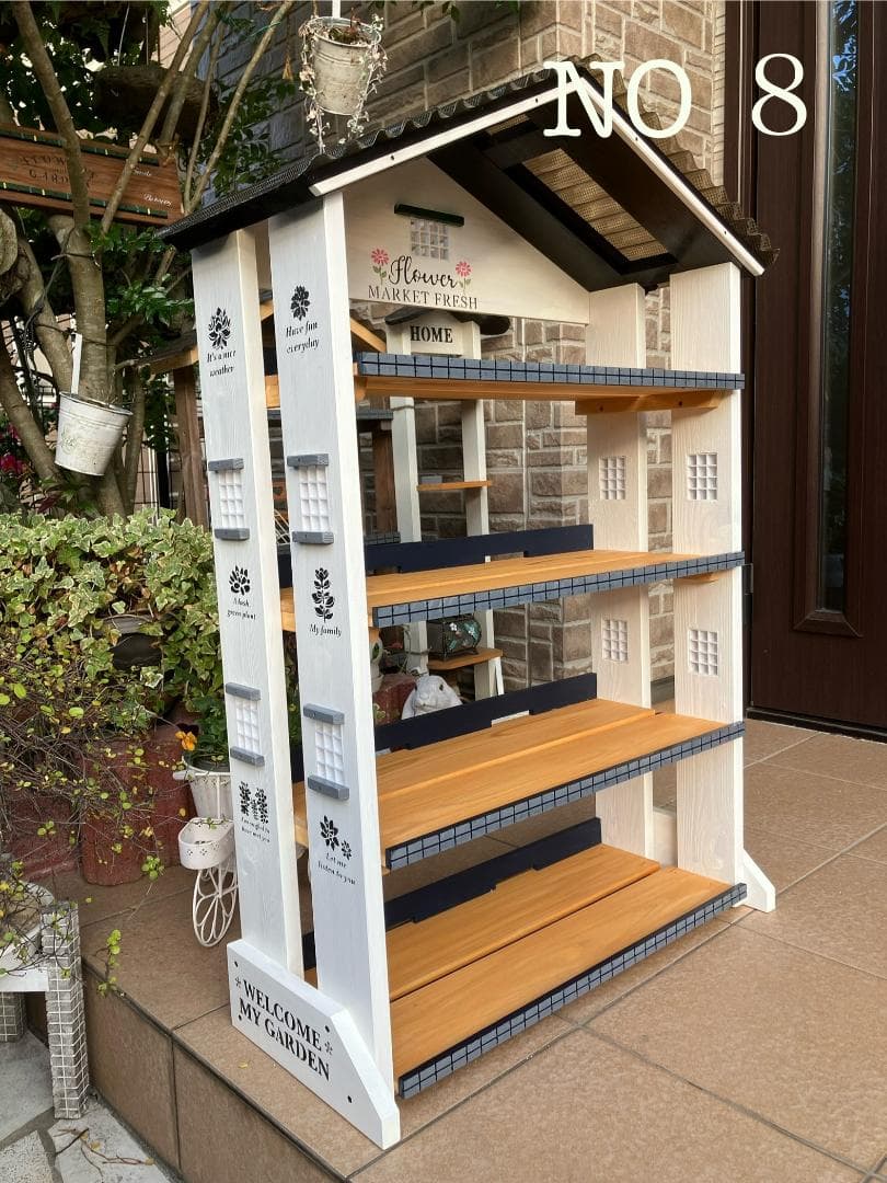 No8 三角屋根の簡単移動 FLOWERS MARKET FRESH 棚4段 No8 三角屋根の簡単移動 FLOWERS MARKET FRESH 棚4段