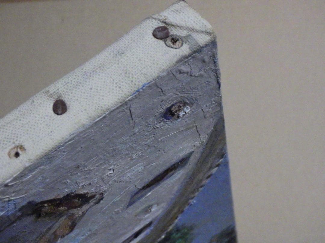 真作 春田美樹 油彩 闘牛場の内庭 ロンダ 肉筆 地図 木枠F6サイズ 一点