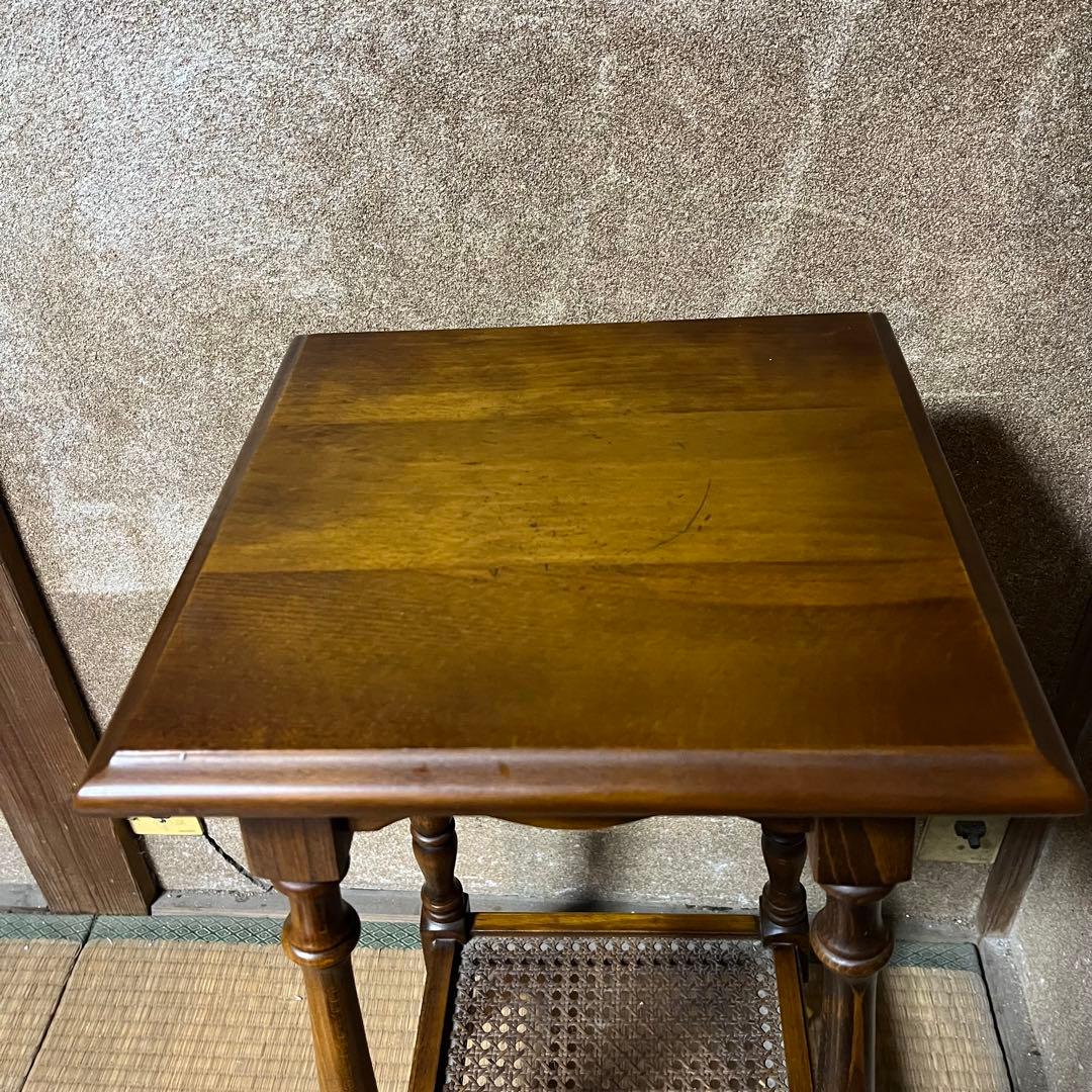 カリモク 花台 ラタン棚 サイドテーブル 電話台 木製 - メルカリ