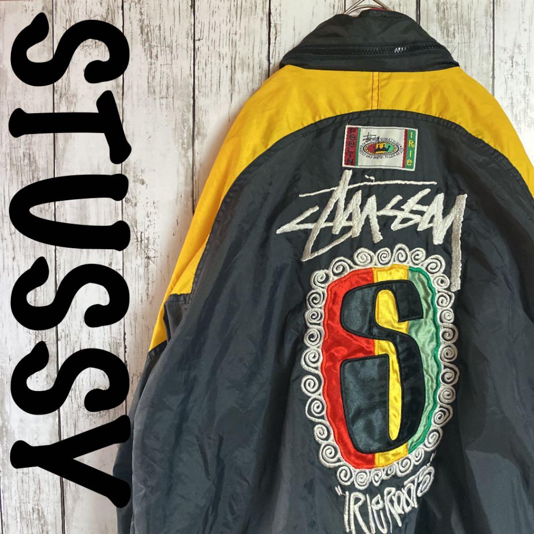 激レア 90s STUSSY【ステューシー】ラスタカラー 刺繍ナイロン