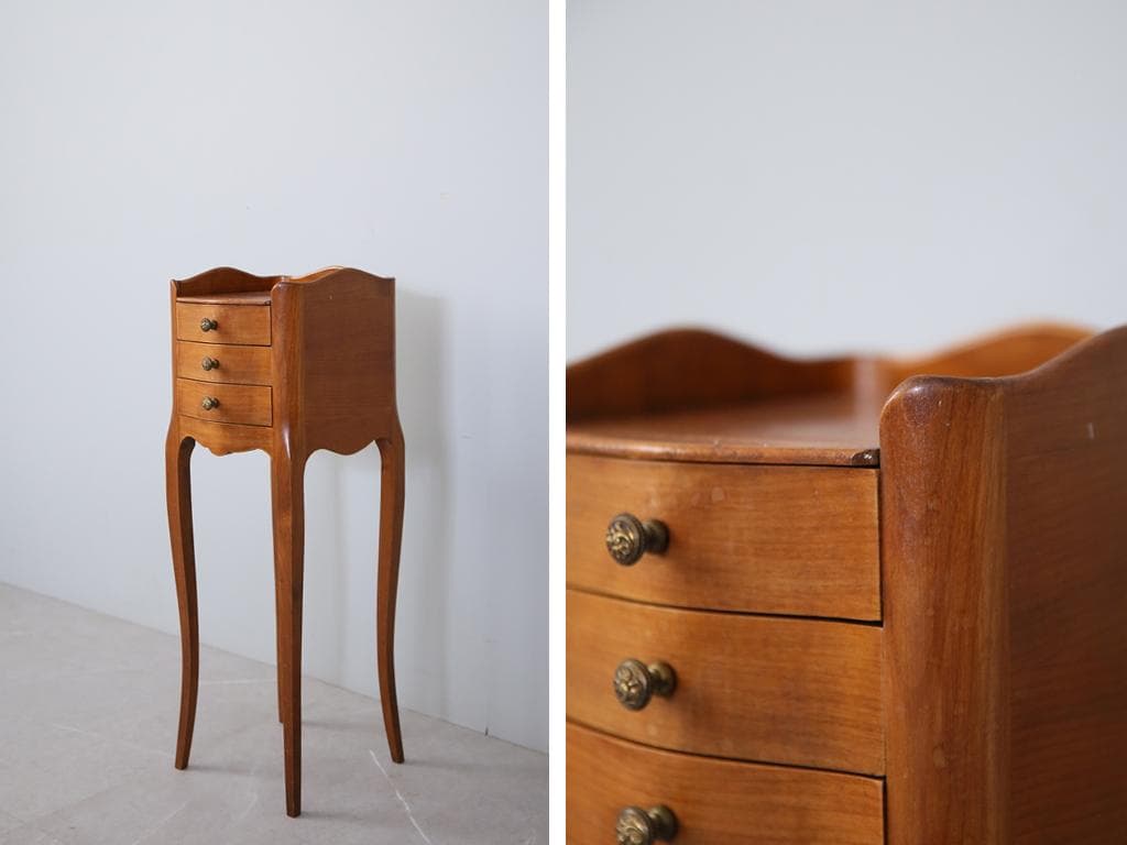 フランスアンティーク木製ベッドサイドキャビネット/ナイトテーブル机