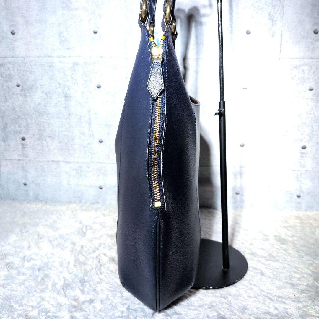 極美品 A4◎】ハマノ ペアシェイプ トートバッグ カデナ シボ革