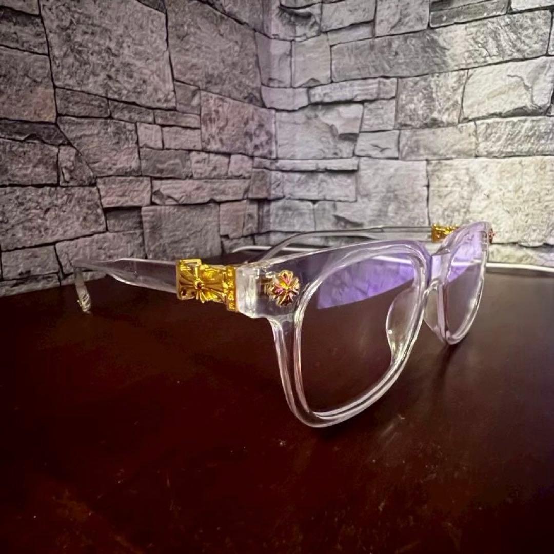 大人気！クロス【クリア ゴールド】サングラス 伊達メガネ クロム