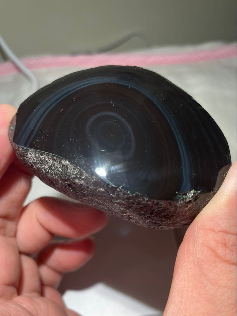 研磨品 十勝石玲瓏 ブルー＋ブラウンゴールド両面磨き レインボー