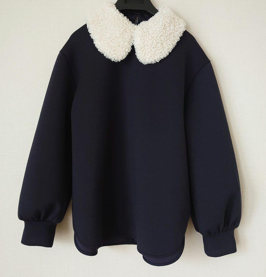 YORI ヨリ/2025 テディカラープルオーバー ボア トップス ネイビー