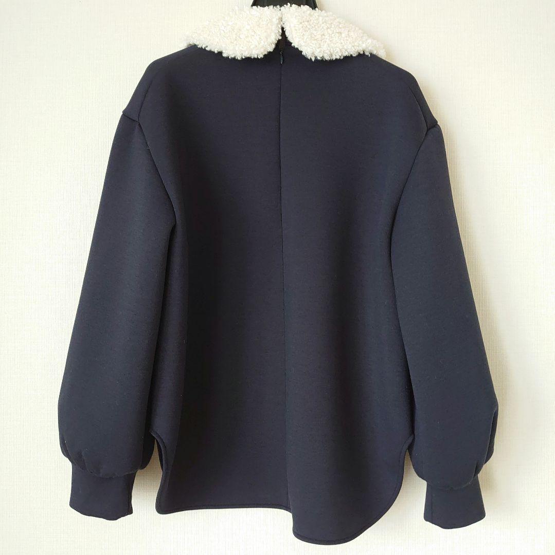 YORI ヨリ/2025 テディカラープルオーバー ボア トップス ネイビー