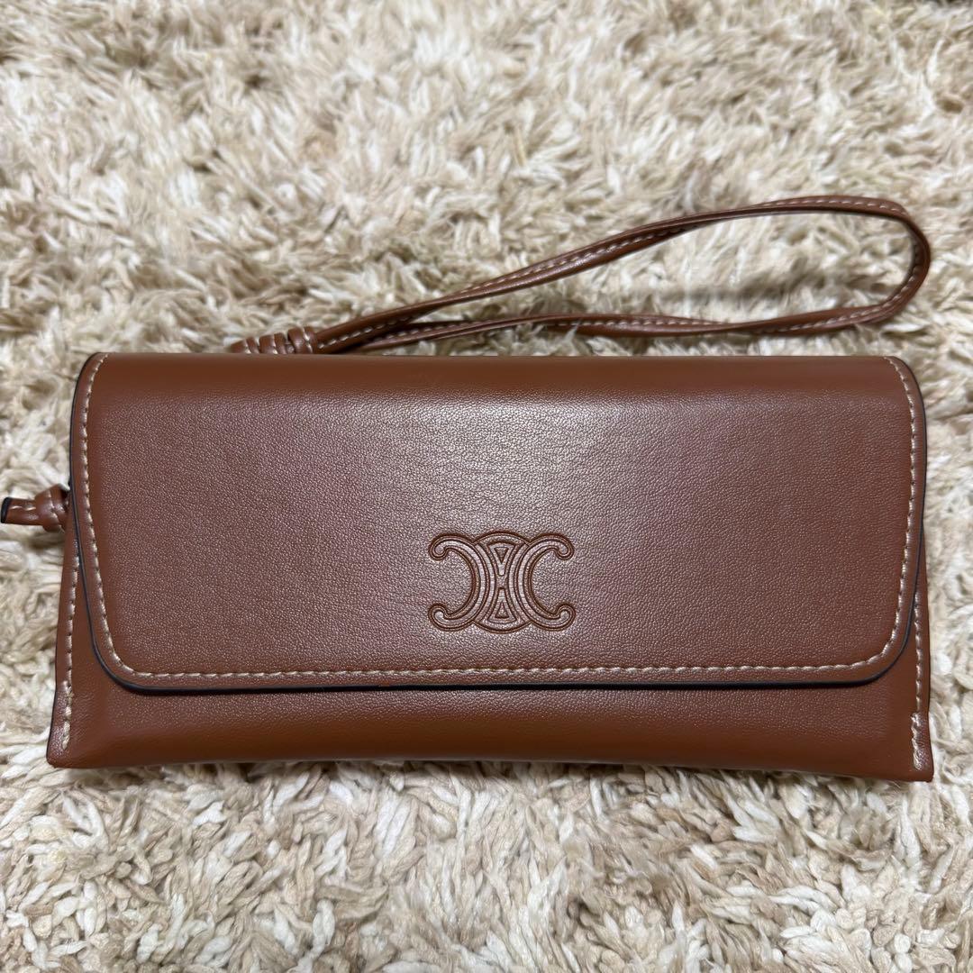 CELINE ブラウン メガネケース CELINE Authentic brown pouch glasses case wallet sunglasses case