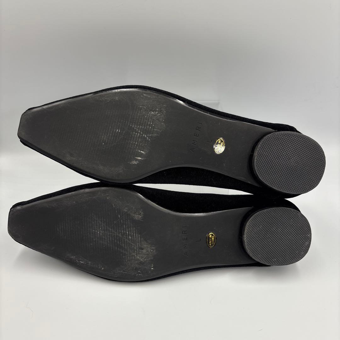 AMERI アメリヴィンテージ ビジュー フラットシューズ ベロア 黒 完売品