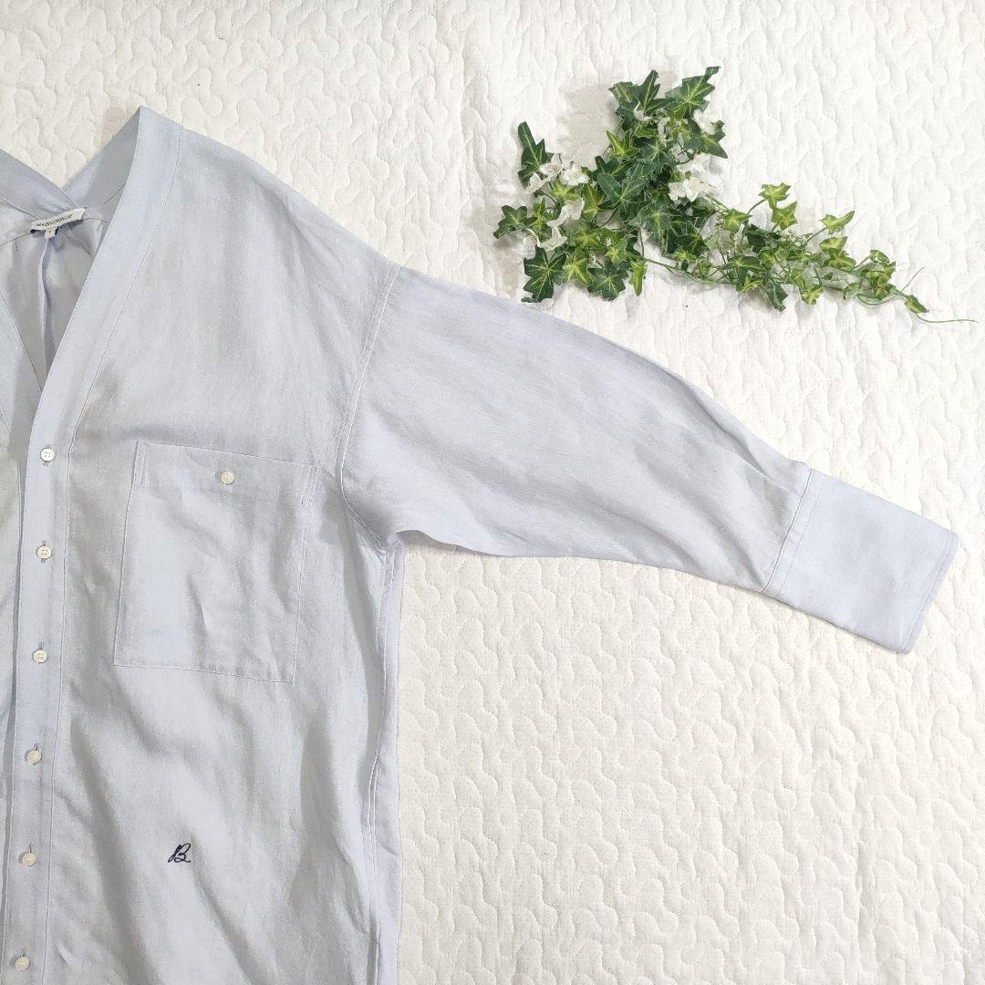 美品✨マディソンブルー リネン100％オープンネックロングシャツ