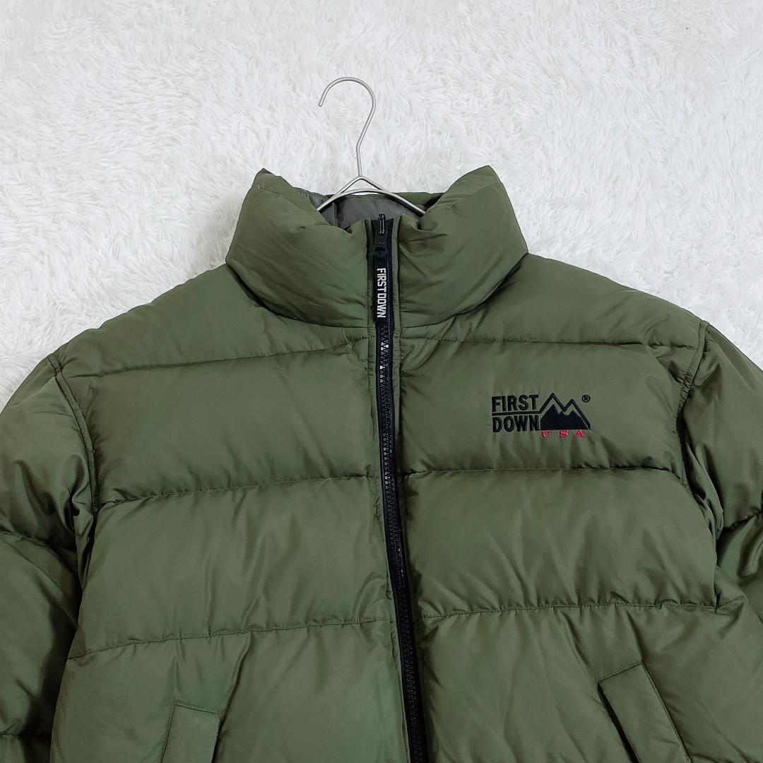 ファーストダウン 90s 肉厚ダウンジャケット リバーシブル カーキ