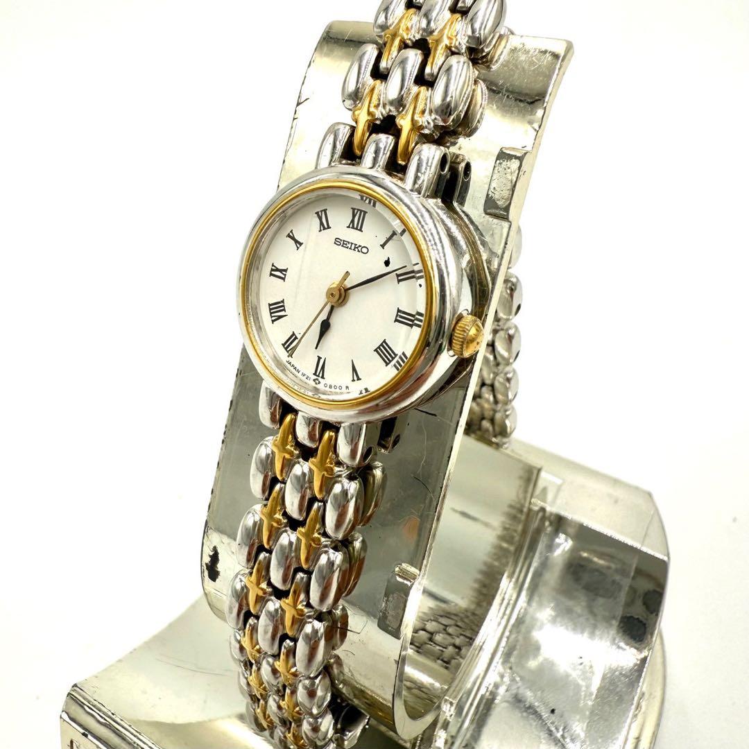 セイコー 1F21-0A30 レディース腕時計 クォーツ コンビ 白文字盤