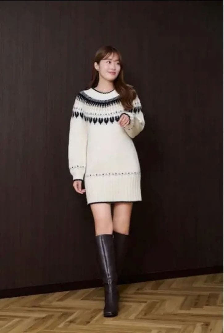 ワンピース Heart Fair Isle Knit Mini Dress M Heart Fair Isle Knit Mini Dress