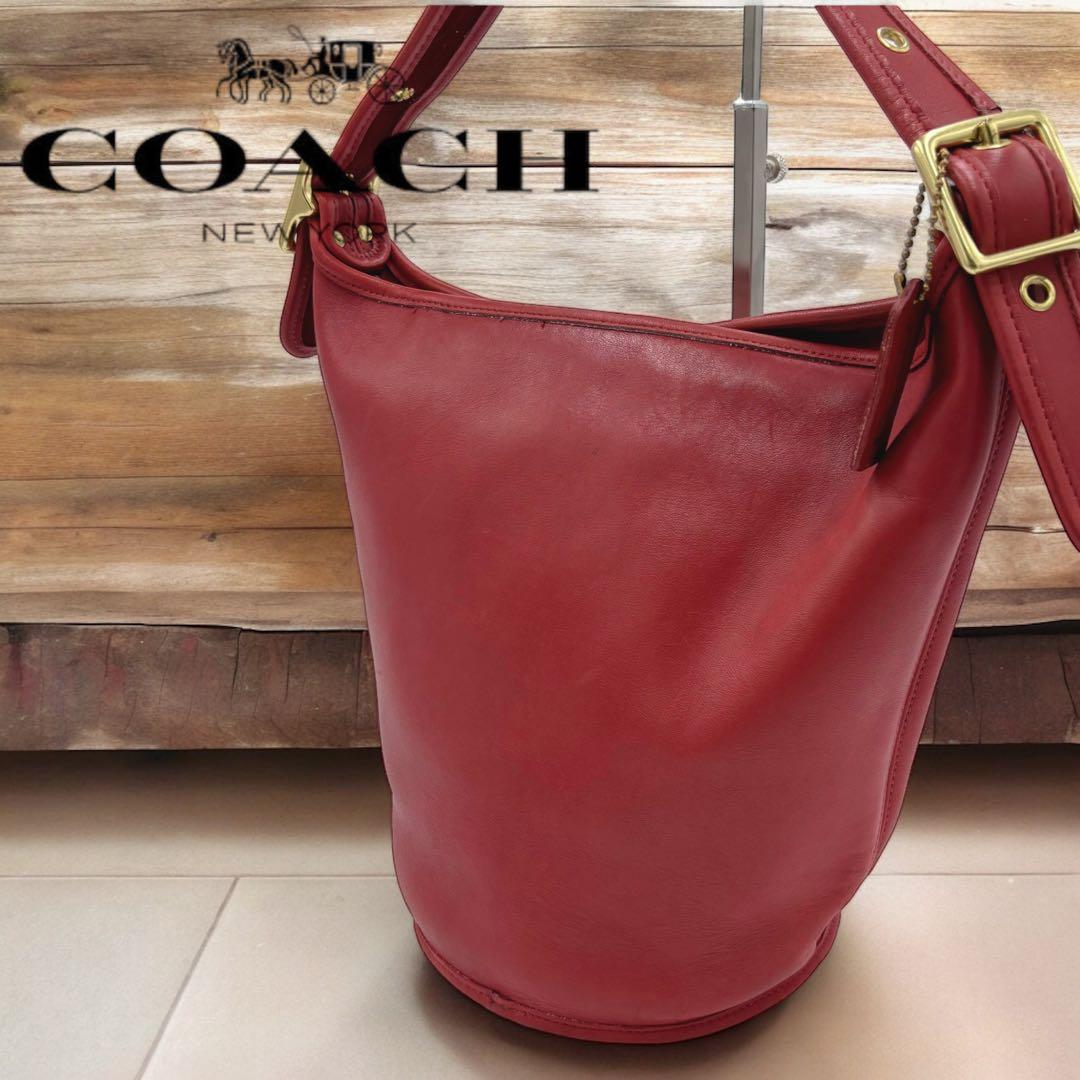 専用COACHオールドコーチ バケツ型ショルダーバッグ レッド 9085
