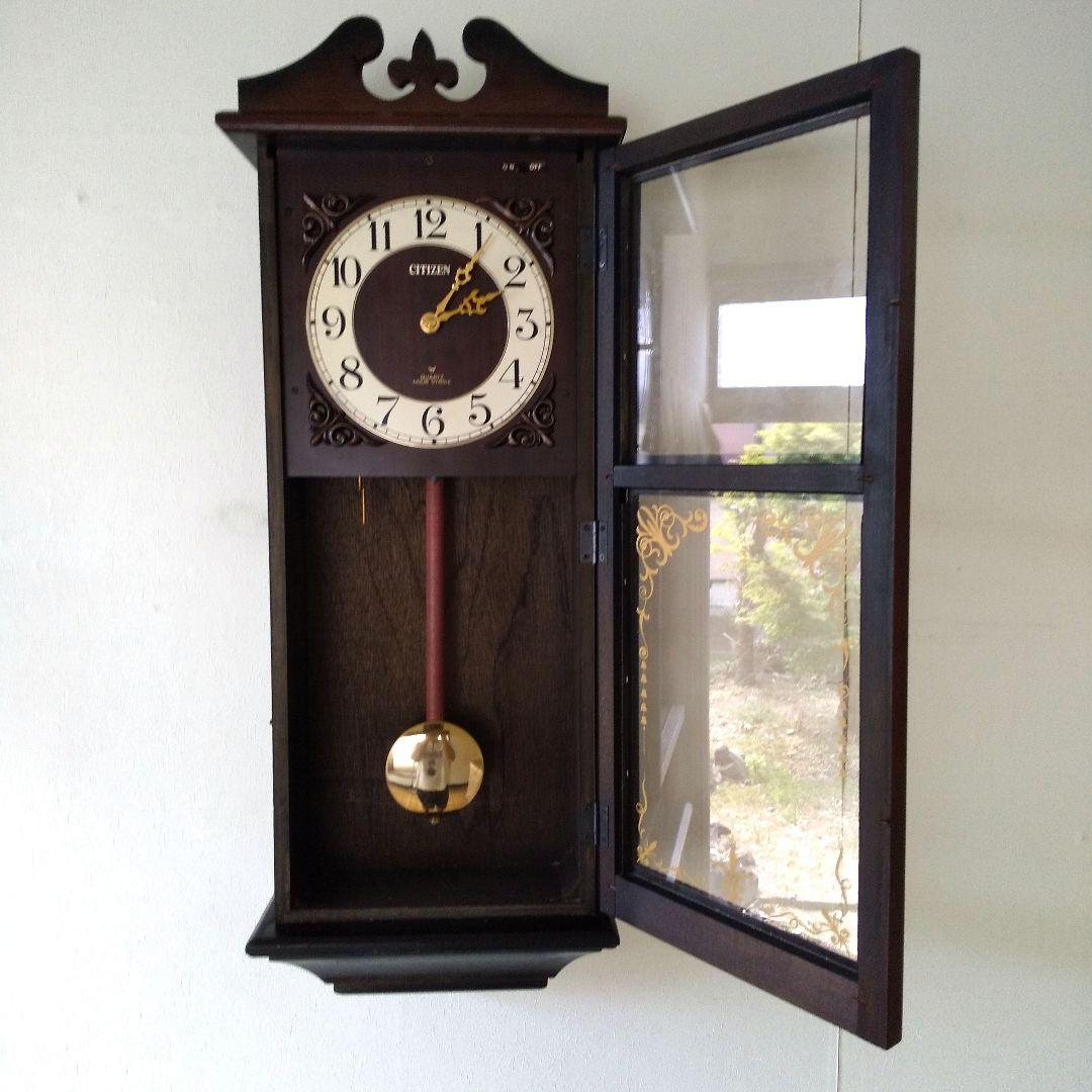 昭和レトロ CITIZEN シチズン 振り子時計 掛時計 ボンボン時計 電池式