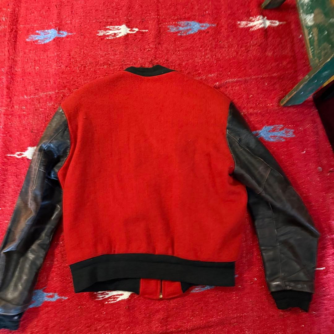 50s C.W.DeLong スタジャン 46 赤黒 レザー袖 CROWN - メルカリ