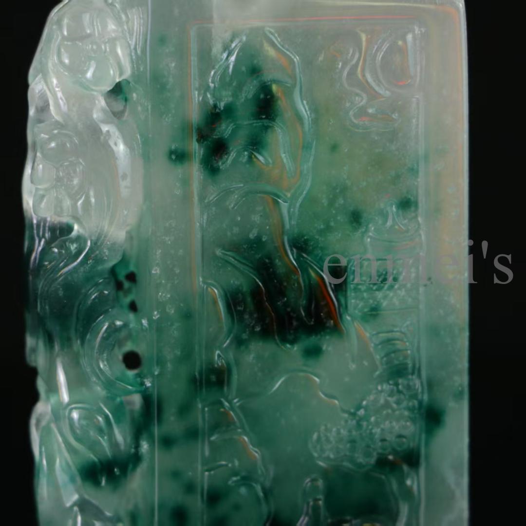 天然高氷種翡翠 山水図彫刻アート 長方形牌 縁起 中国美術品 贈答・収蔵・観賞用 ミャンマー翡翠 総手彫り『中国四大名楼衝立』 | 東京書芸館公式通販