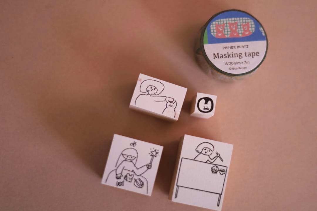 ニコレシピスタンプ4個セットとマスキングテープ＋おまけメモ♡ - メルカリ