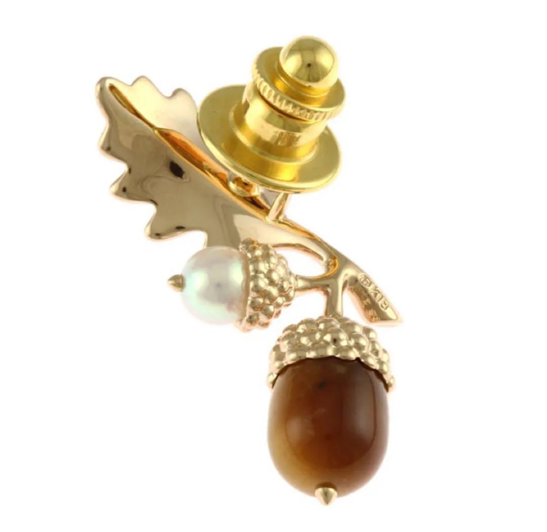 ミキモト ブローチ 18金 ピンクゴールド タイガーアイ MIKIMOTO MIKIMOTO ミキモト ブローチ 18金 K18ピンクゴールド タイガーアイ