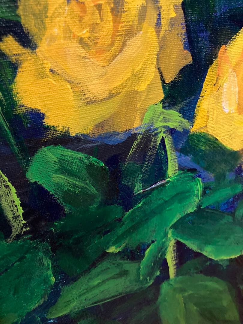 宇都山喜八郎　バラの肉質油彩画 やや傷や汚れあり