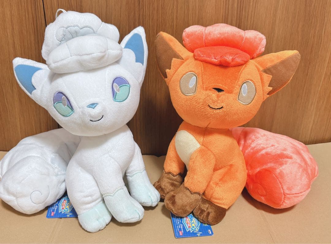 ポケットモンスター ぬいぐるみ ロコン & アローラロコン 2種 タグ付き 磁石でくっつくペアマスコット にたものどうし ロコン＆アローラロコン