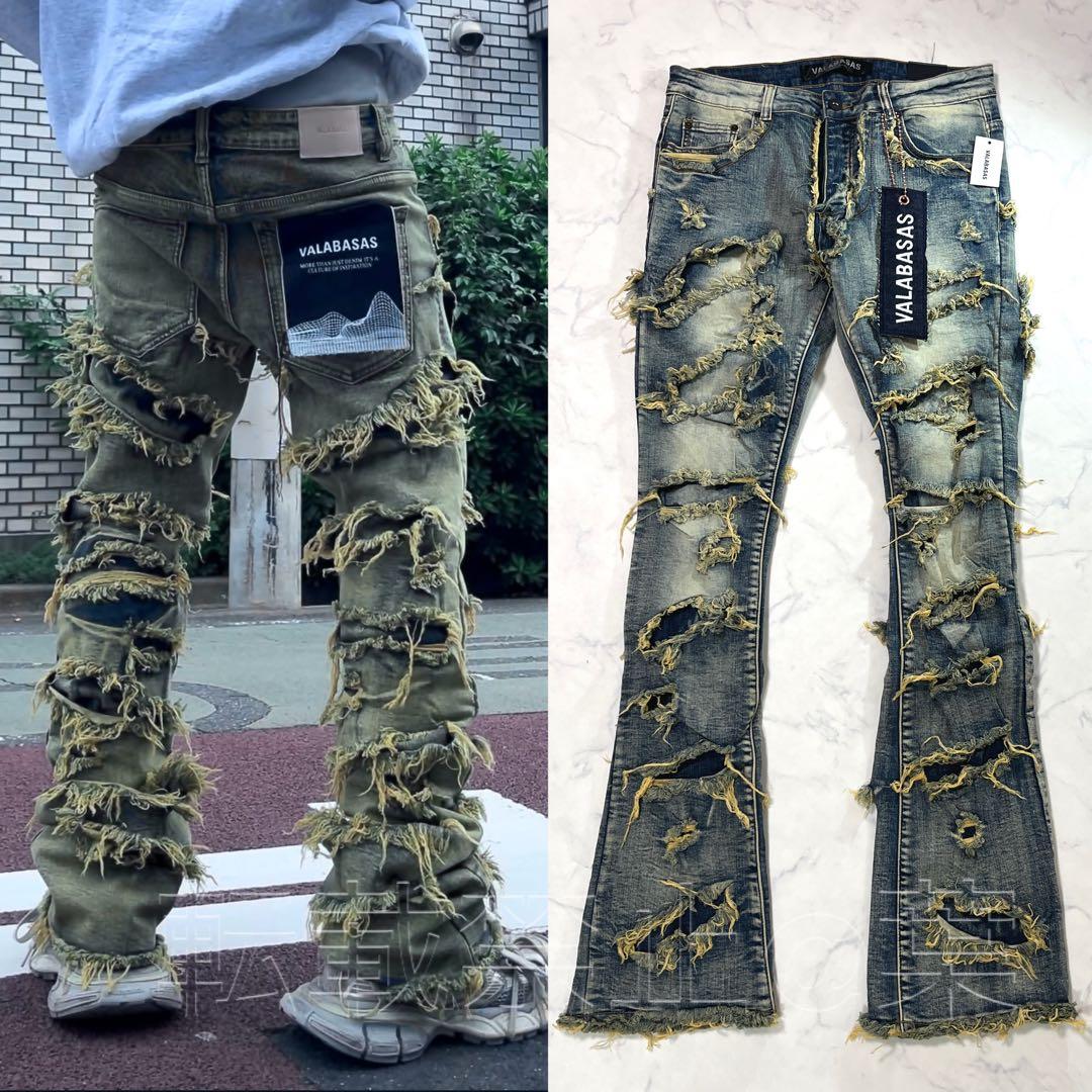 VALABASAS バラバサス ハードクラッシュスタックフレアデニム 新品 32