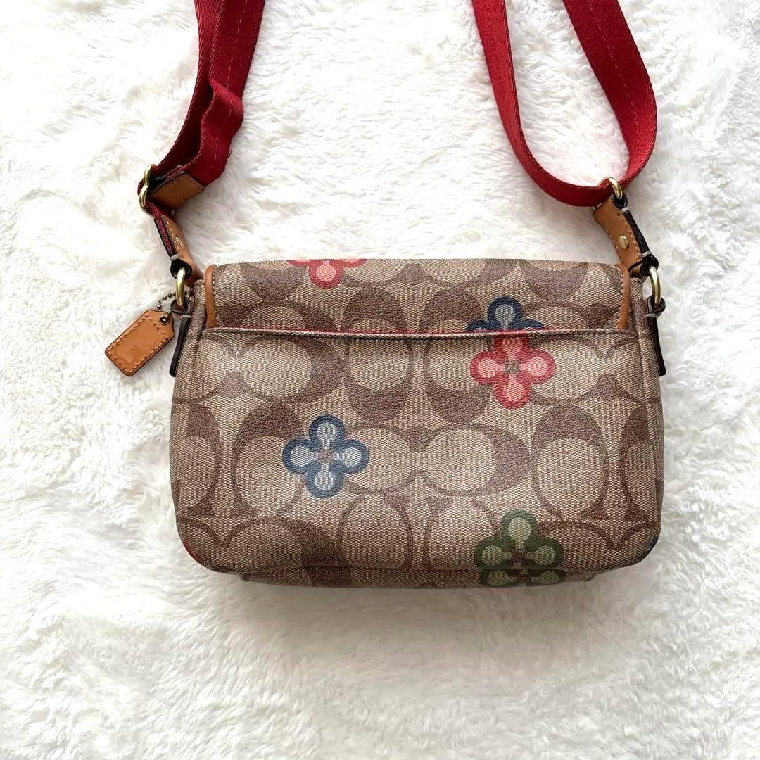 美品】コーチ COACH 花柄ショルダーバッグ 2WAY 赤 シグネチャー